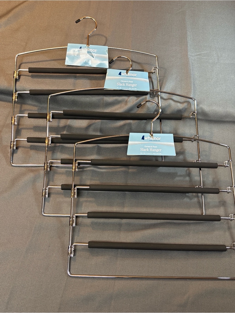Whitmor Slim Multi-Tier Slack Hangers in Black and Silver - Set of 3